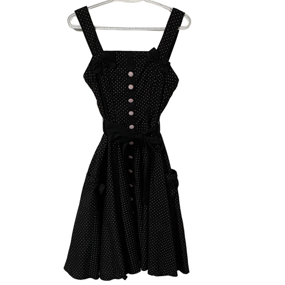 Hell Bunny Dresses & Skirts - Hell Bunny Black with Pink Polka Dot Rockabilly Dress Size Small